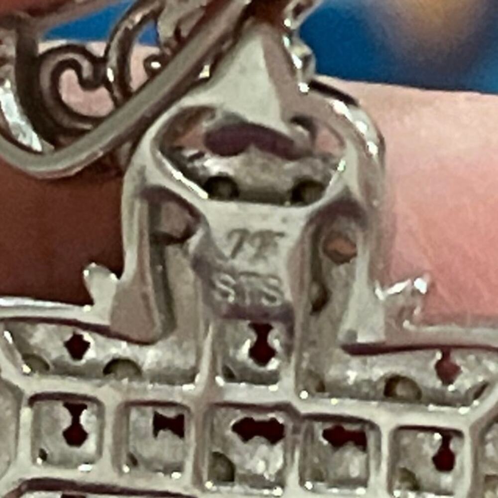 Sterling Silver Cross Religious Christian Pendant Crafted w/ Swarovski Crystals - Picture 4 of 4